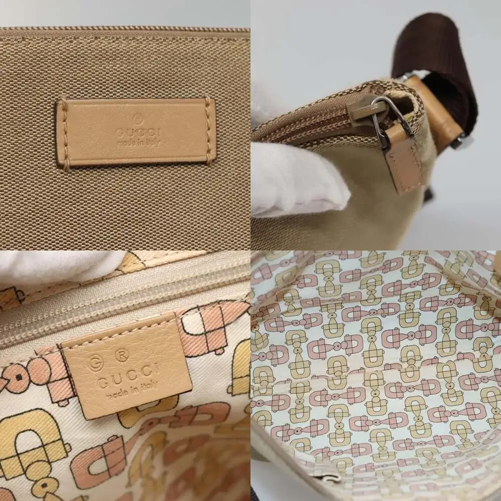 GUCCI Guccissima Shoulder Bag Canvas Beige Silver - Picture 11 of 12